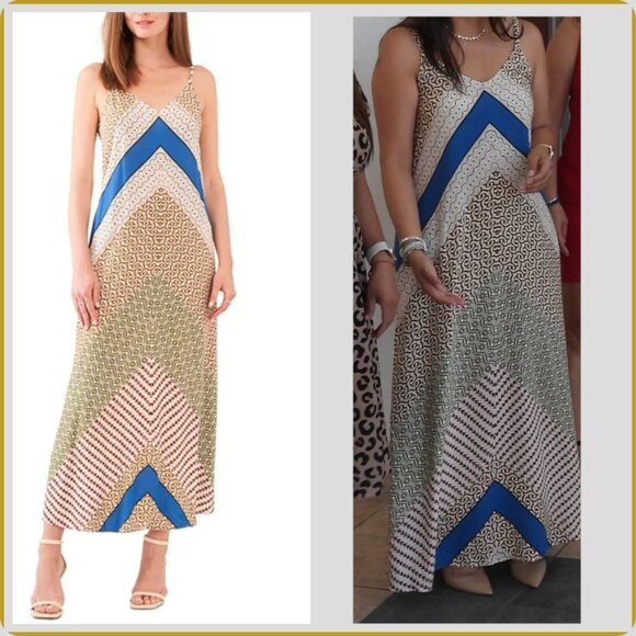 Vince Camuto Printed Sleeveless Maxi Dress Size M - Picture 1 of 2